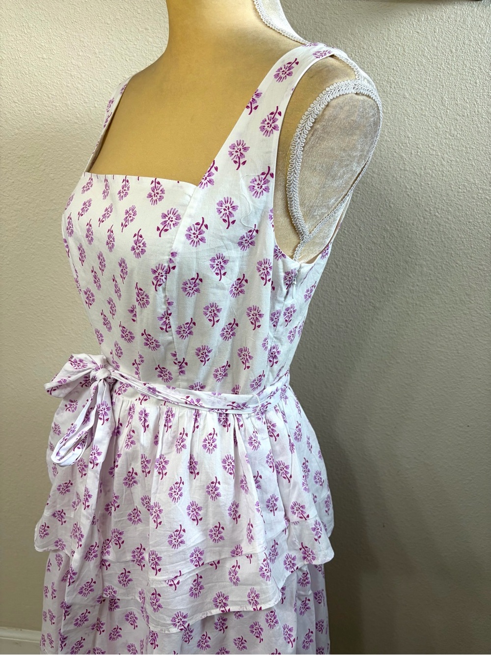 J. Crew Factory Sleeveless Tiered Midi Dress 8 - Picture 5 of 11